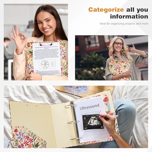 Ospelelf 3 Ring Binder for Letter Size Paper with 5 Tab Dividers, 3 Inch Ring, 4.4 Inch Spine, Floral Binder with Clip for School and Office Supplies - Image 4