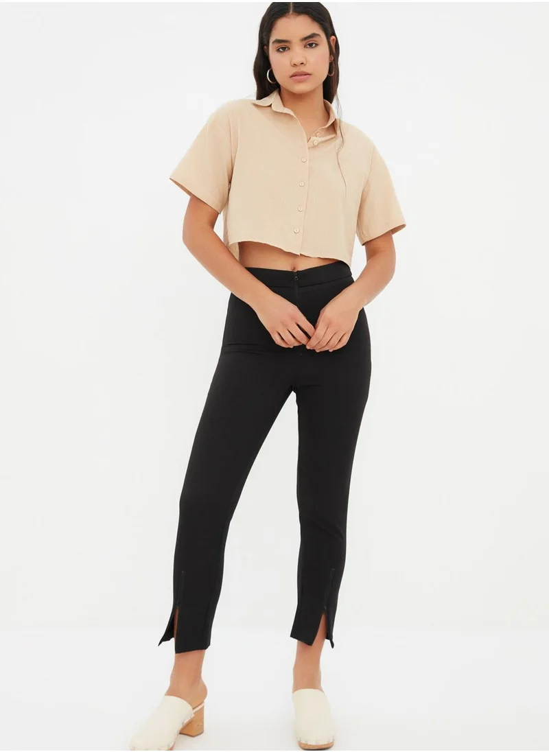trendyol Slit Hem High Waist Pants