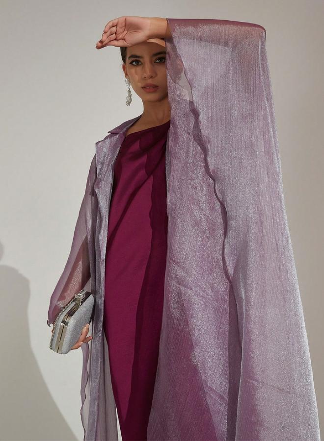 تايك تو طقم أنيق فستان بنفسجي وقفطان | أزياء نسائية محتشمة - Image 5