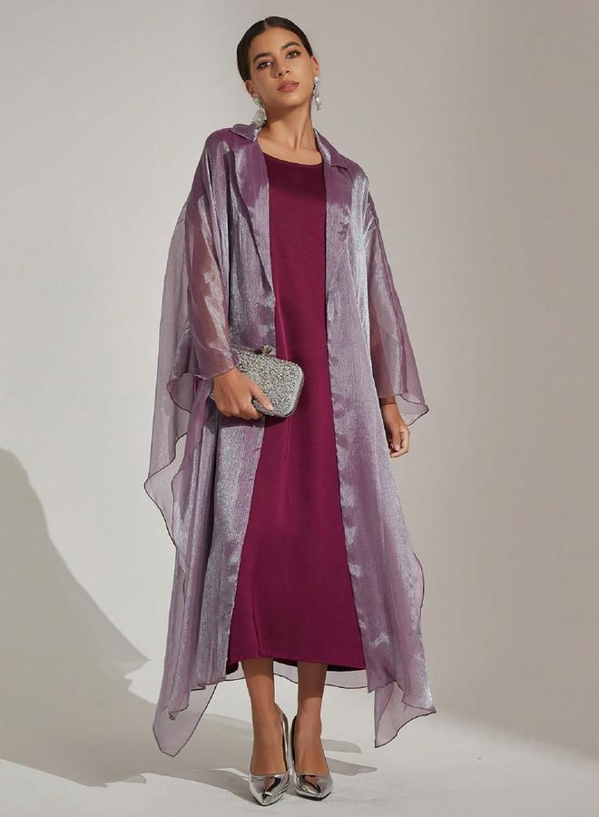 تايك تو طقم أنيق فستان بنفسجي وقفطان | أزياء نسائية محتشمة - Image 4