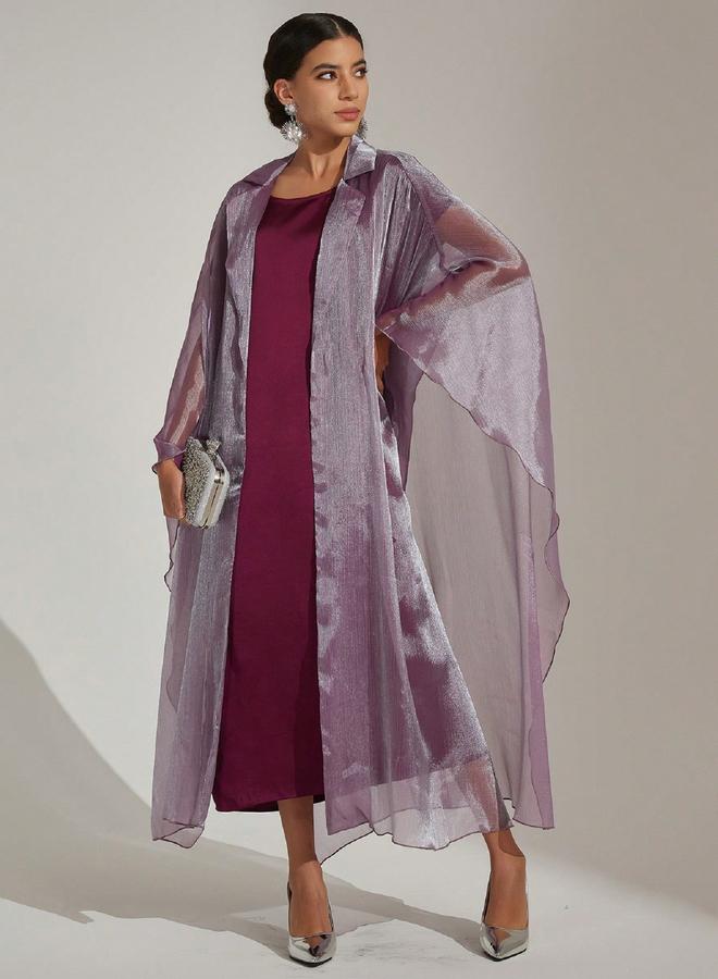 تايك تو طقم أنيق فستان بنفسجي وقفطان | أزياء نسائية محتشمة - Image 3