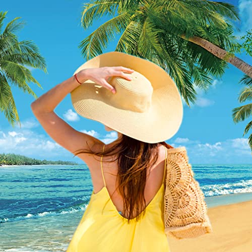INRUI RUINI Polyester Tropical Beach Photography Backdrop Summer Palm Trees Blue Sea Sky Sunshine Luau Themed Party Decorations Banner 7x5FT - Image 2