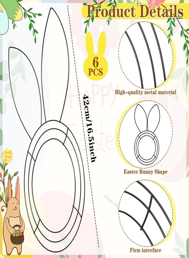 Memorywuu 6 Pcs 16 Inch Wreath Metal Frame Form Easter Floral Garden Wire Wreath Form for DIY Craft Project Indoor Outdoor Holiday Hanging Decor(Rabbit) - Image 4