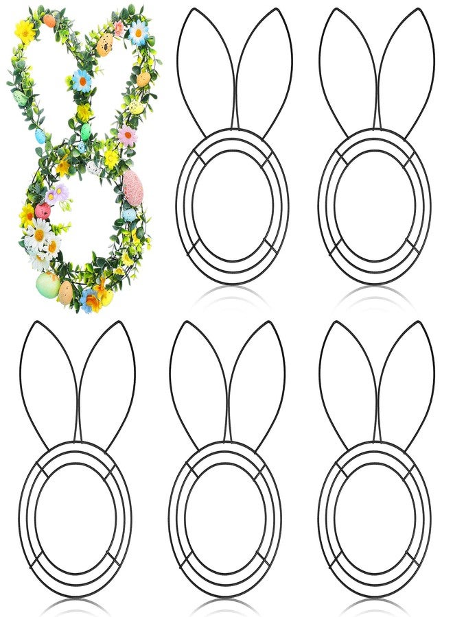 Memorywuu 6 Pcs 16 Inch Wreath Metal Frame Form Easter Floral Garden Wire Wreath Form for DIY Craft Project Indoor Outdoor Holiday Hanging Decor(Rabbit) - Image 1