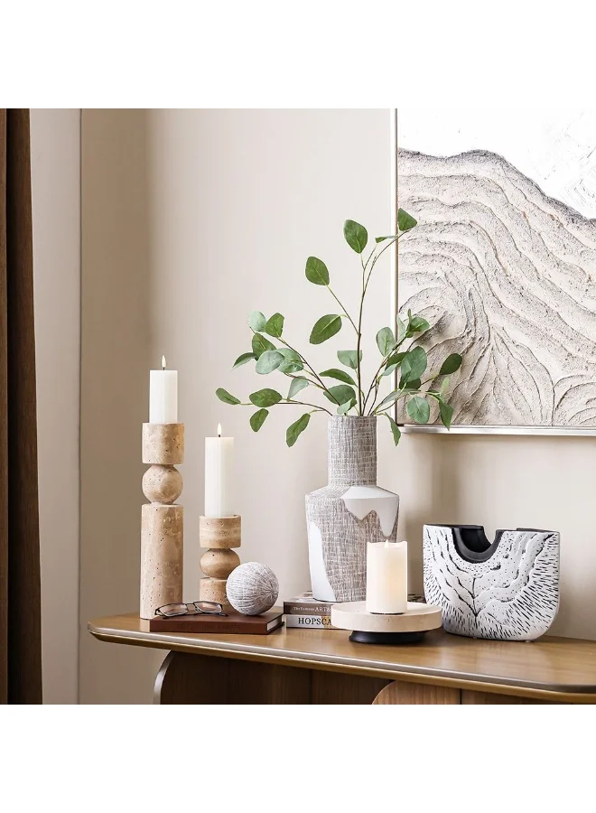 DANUBE HOME Danube Home Norwich Marble Round Tray - 20X20X6Cm Peach & Black Stylish Home Accessories Durable Travertine & Metal Design Perfect For Serving & Decor Elegant Bowls & Trays