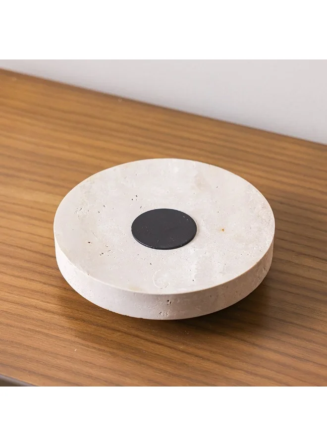 DANUBE HOME Danube Home Norwich Marble Round Tray - 20X20X6Cm Peach & Black Stylish Home Accessories Durable Travertine & Metal Design Perfect For Serving & Decor Elegant Bowls & Trays