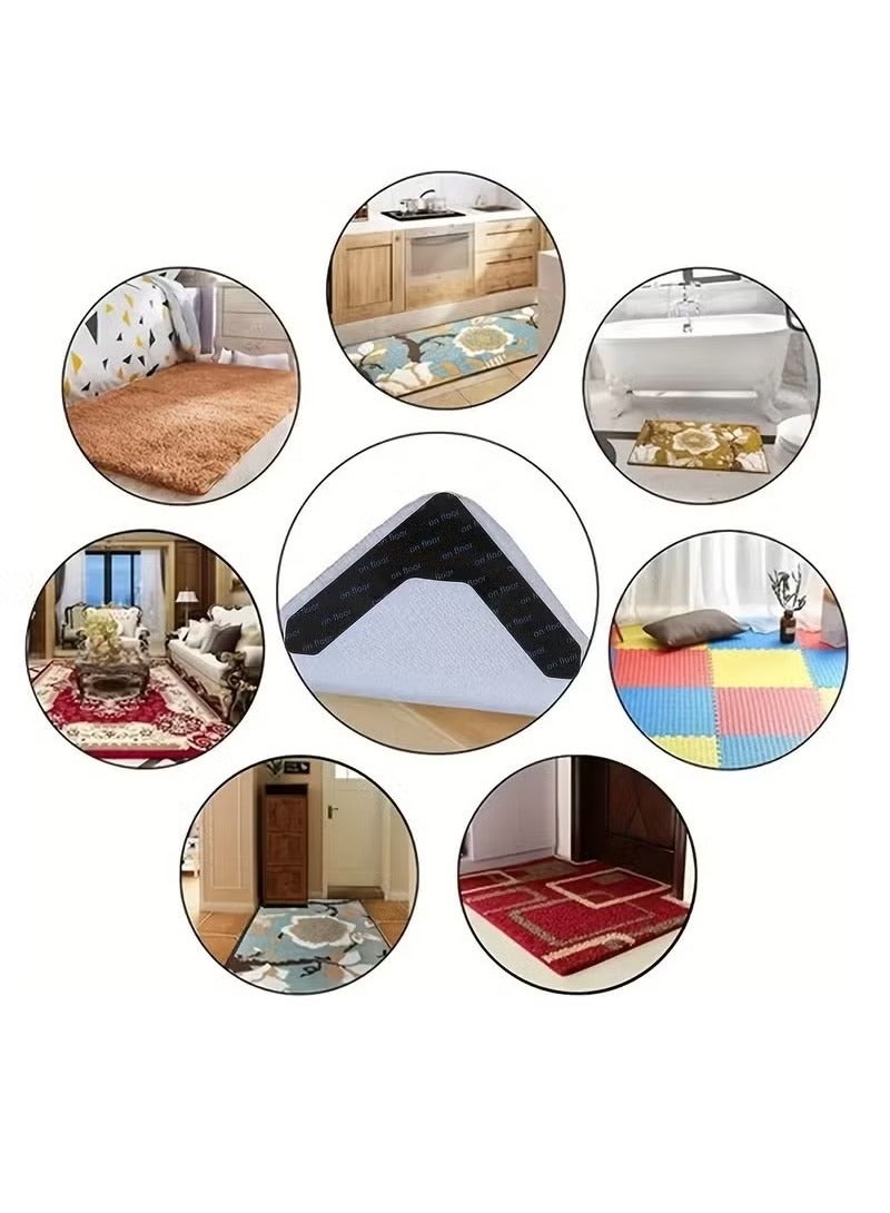 Hoasis 10pcs Reusable Carpet Stickers, Non-Slip Washable Rug Stickers, Hardwood Corner Carpet, Prevent Rugs From Moving And Rolling Edges, U-shape Carpet Sticker - Image 4