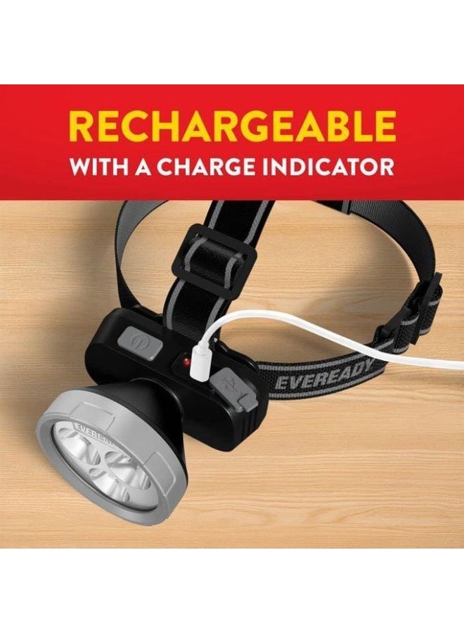 إفريدي مصباح رأس LED قابل لإعادة الشحن ببطارية ليثيوم أيون - مصباح رأس بقوة 120 لومن للاستخدام بدون استخدام اليدين مع حزام قابل للتعديل، ورأس دوار، ووضعي إضاءة عالي/منخفض للاستخدام الخارجي والعملي - Image 3