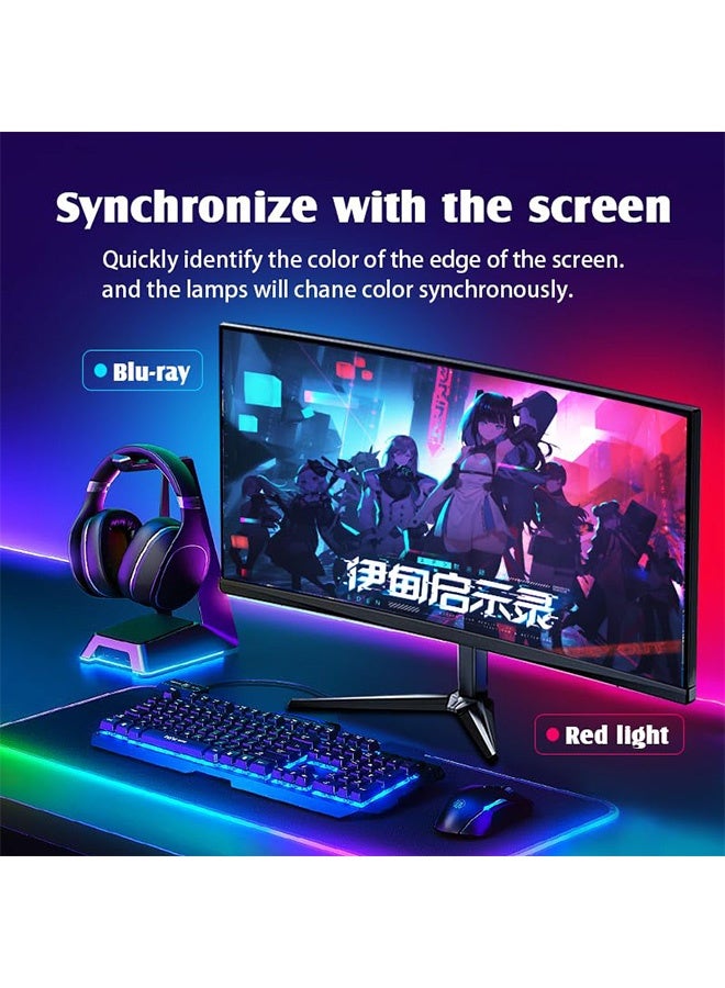 HaHaHai Smart RGB LED Light Strip – 24in/60cm Gaming Monitor Backlight, USB Powered, Screen & Music Sync, PC/Mac Compatible, Desk, Gaming Room & TV Ambient Lighting, Dynamic RGB LED Strip - Image 2