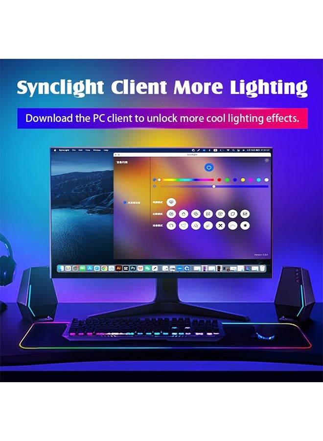 HaHaHai Smart RGB LED Light Strip – 24in/60cm Gaming Monitor Backlight, USB Powered, Screen & Music Sync, PC/Mac Compatible, Desk, Gaming Room & TV Ambient Lighting, Dynamic RGB LED Strip - Image 5