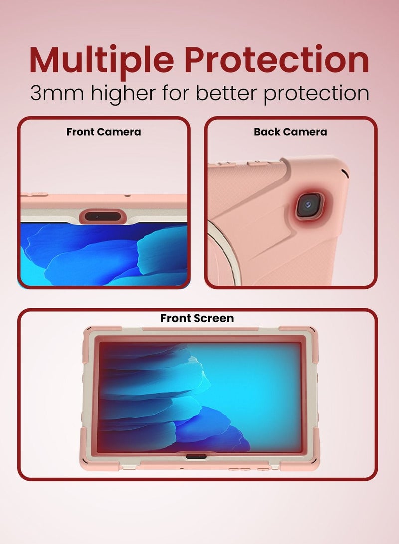 Moxedo Moxedo Heavy Duty Shockproof Rugged Protective Colorful Case with 360 Rotating Kickstand and Shoulder Strap for Kids Compatible for Samsung Galaxy Tab A7 10.4 Inch (T500/T505) - Rose Gold  - Image 2