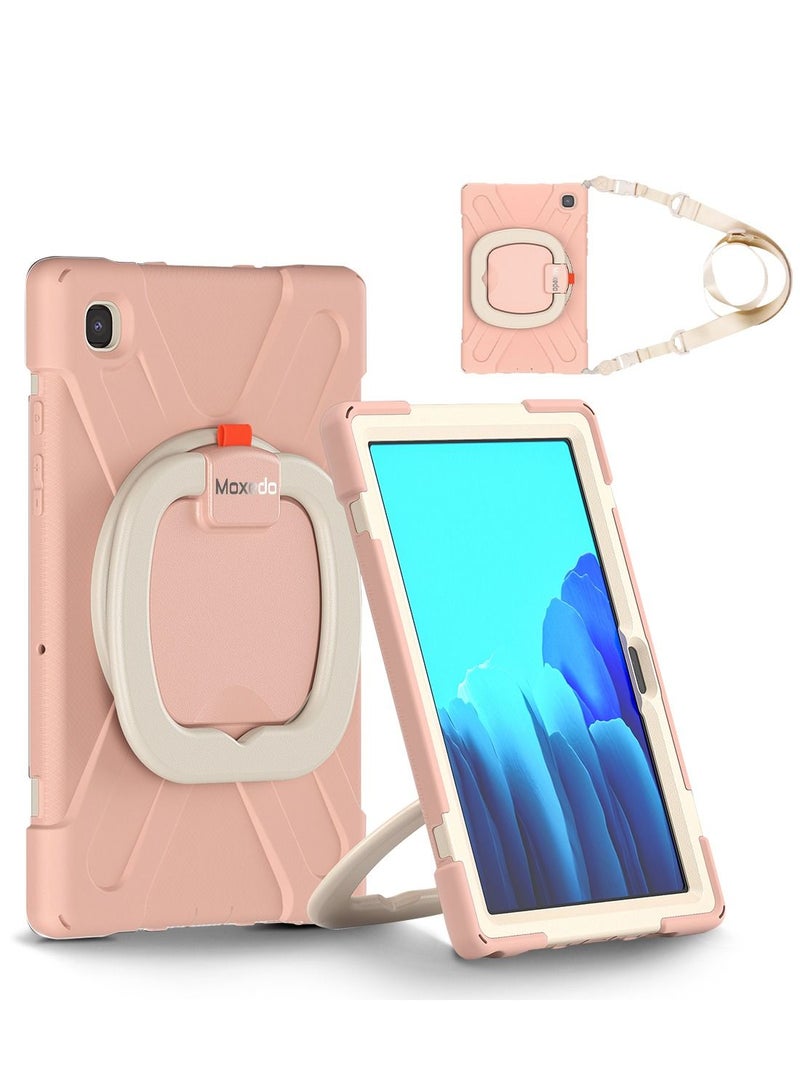 Moxedo Moxedo Heavy Duty Shockproof Rugged Protective Colorful Case with 360 Rotating Kickstand and Shoulder Strap for Kids Compatible for Samsung Galaxy Tab A7 10.4 Inch (T500/T505) - Rose Gold  - Image 1