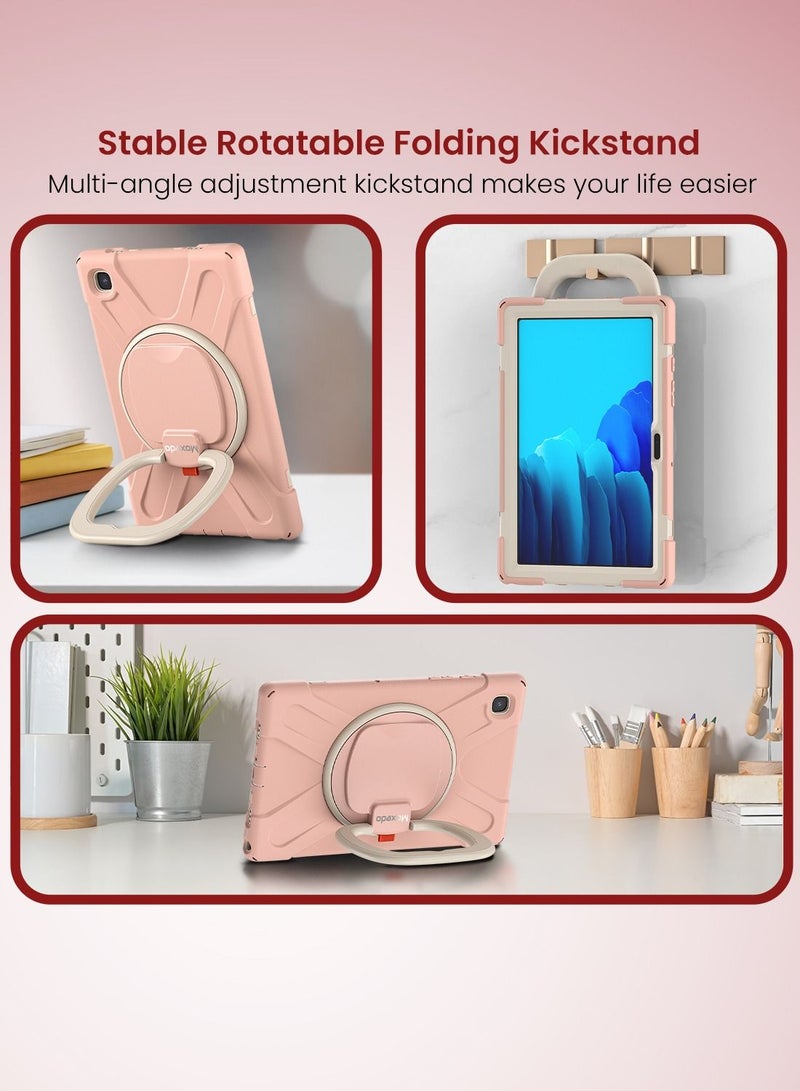 Moxedo Moxedo Heavy Duty Shockproof Rugged Protective Colorful Case with 360 Rotating Kickstand and Shoulder Strap for Kids Compatible for Samsung Galaxy Tab A7 10.4 Inch (T500/T505) - Rose Gold  - Image 4