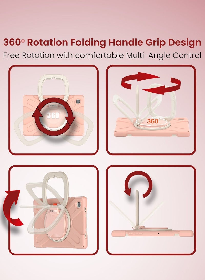 Moxedo Moxedo Heavy Duty Shockproof Rugged Protective Colorful Case with 360 Rotating Kickstand and Shoulder Strap for Kids Compatible for Samsung Galaxy Tab A7 10.4 Inch (T500/T505) - Rose Gold  - Image 3