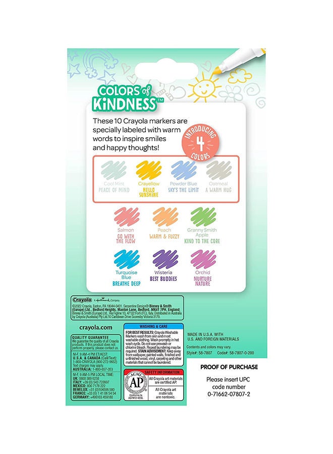 Crayola ألوان اللطف إصدار خاص أقلام تحديد رفيعة، مستلزمات مدرسية، 10 قطع، ألوان متنوعة، للأطفال المبتدئين وما فوق - Image 2