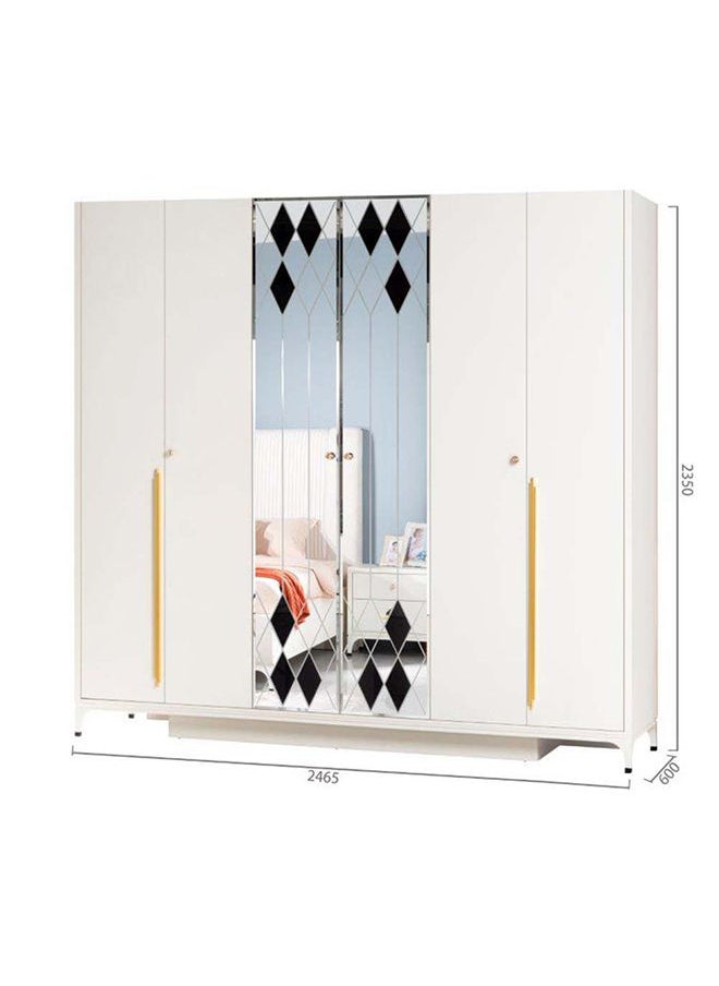 DANUBE HOME Aloha Wardrobe Cabinet Modern 6-Door Closet Clothes Storage Organizer For Bedroom White/Gold 2467x60x234.5 cm  - Image 3