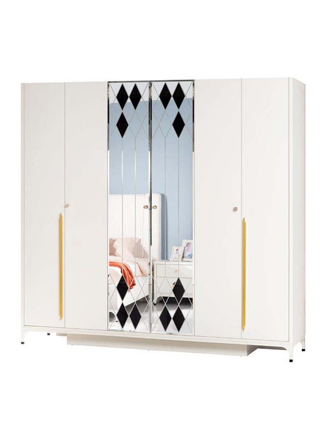 DANUBE HOME Aloha Wardrobe Cabinet Modern 6-Door Closet Clothes Storage Organizer For Bedroom White/Gold 2467x60x234.5 cm  - Image 1