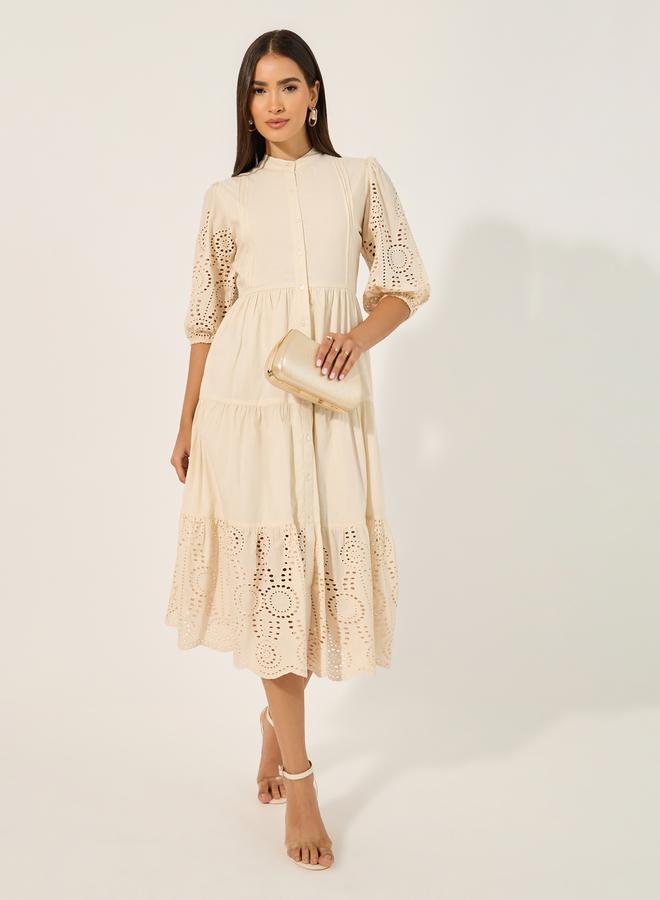 Styli Eyelet Midi Dress  - Image 1