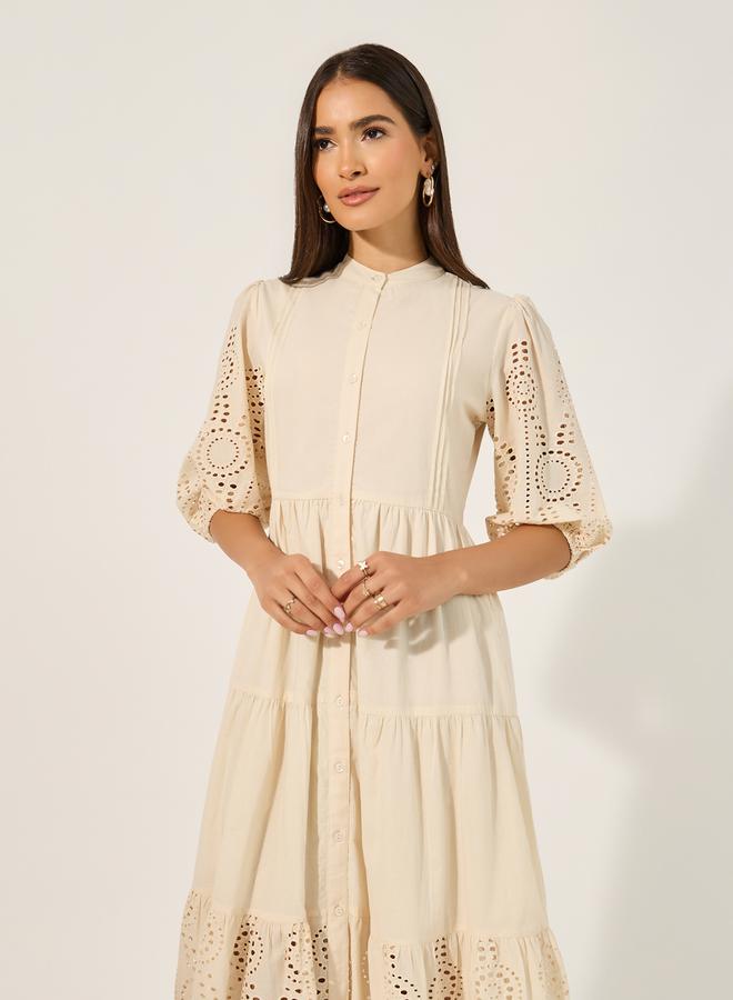 Styli Eyelet Midi Dress  - Image 3