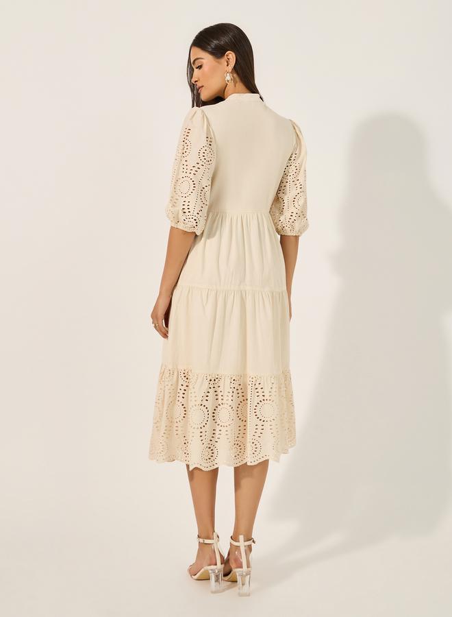 Styli Eyelet Midi Dress  - Image 5