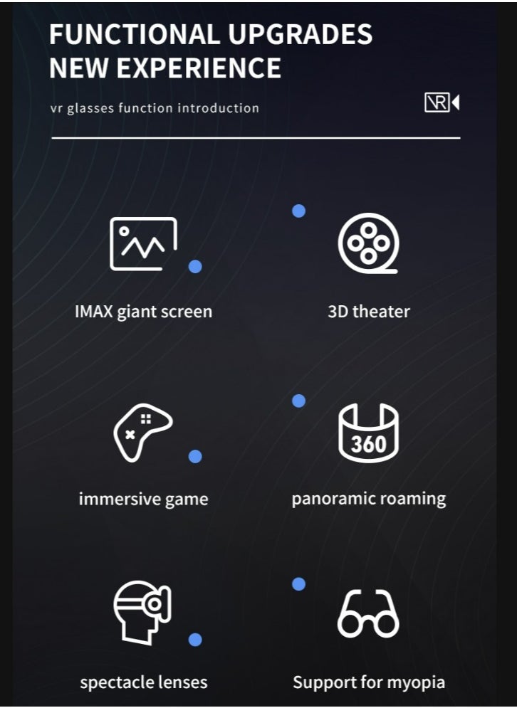 Healife Virtual Reality VR Glasses, VR Headset Device for TV, Movies and Video Games, Compatible with Smartphones with 4-6.7 Inch Screens, Space Gray + Y1 Joystick  - Image 3