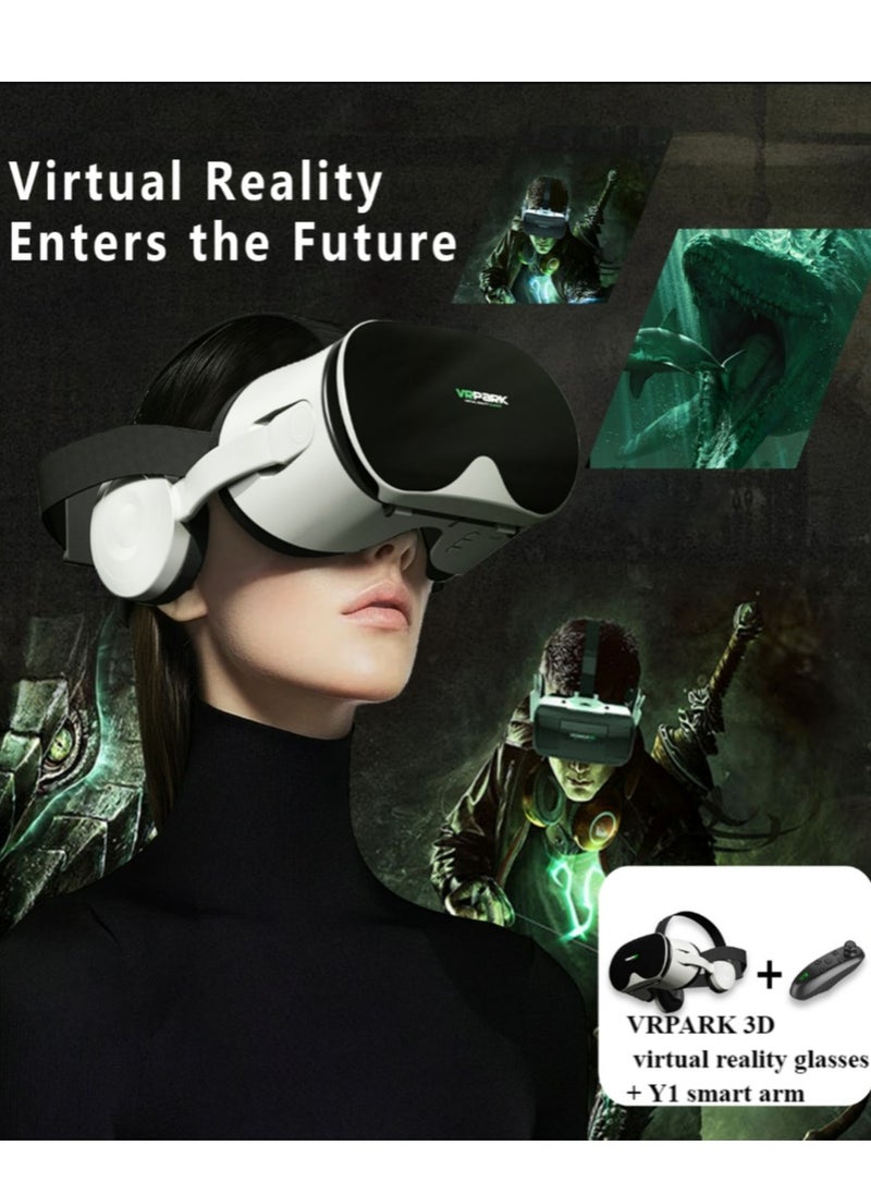Healife Virtual Reality VR Glasses, VR Headset Device for TV, Movies and Video Games, Compatible with Smartphones with 4-6.7 Inch Screens, Space Gray + Y1 Joystick  - Image 1