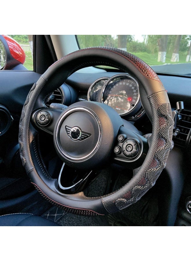 PINCTROT Steering Wheel Cover Great Grip with 3D Honeycomb Anti-Slip Design, Universal 14.5-15 Inch (Wine Red) - Image 1