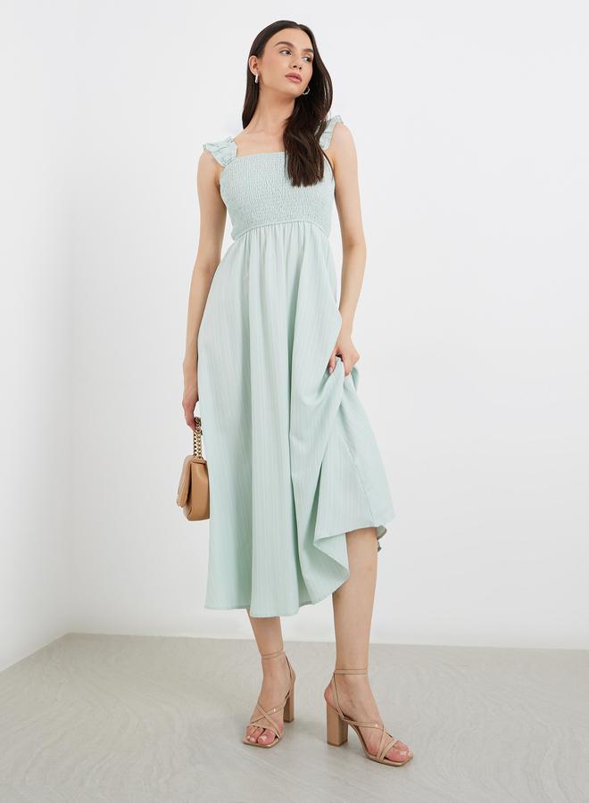 Take Two Smocked Detail Strappy A-Line Midi Dress - Image 2