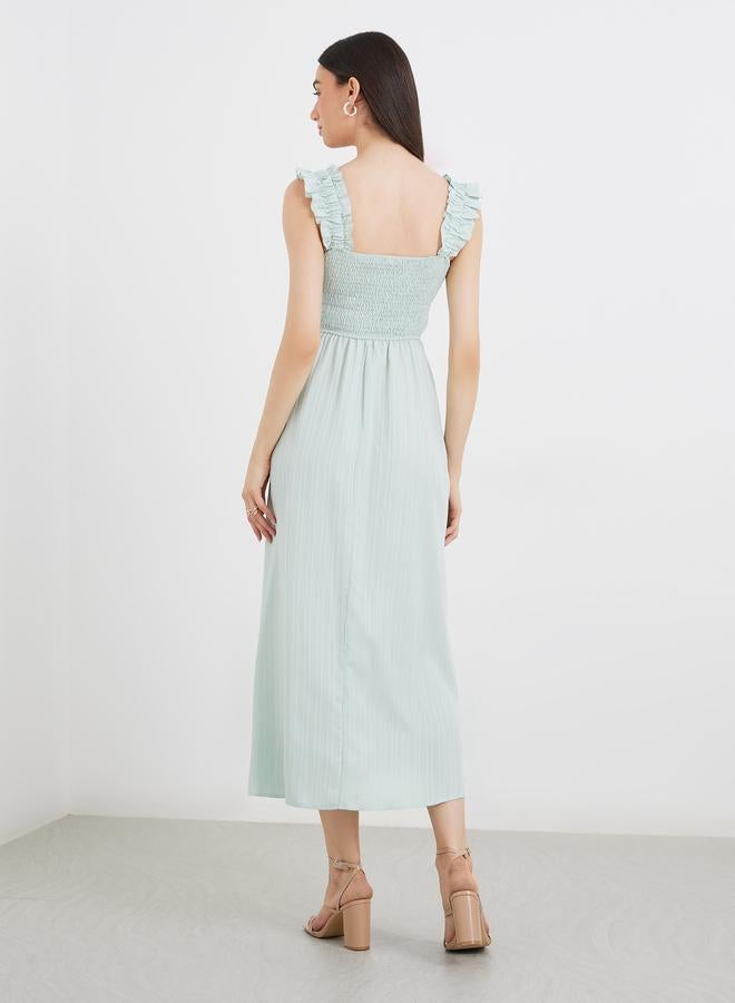 Take Two Smocked Detail Strappy A-Line Midi Dress - Image 5