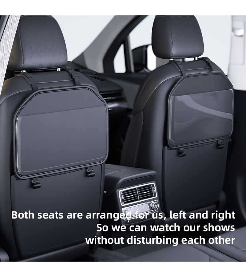 Car Back Seat Organizer With Tablet Holder Storage Pouch Black Compatible With iPad Adjustable Angle - Image 2