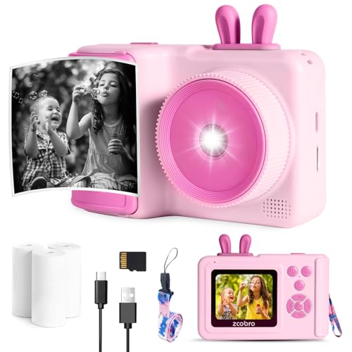 zcobro Kids Camera Instant Print for Boys and Girls Age 3-12, 1080P Kid Digital Camera with Print Paper Cameras for Kids Christmas Birthday Gifts Toy for Child 3 4 5 6 7 8 9 10 (Pink) - Image 1