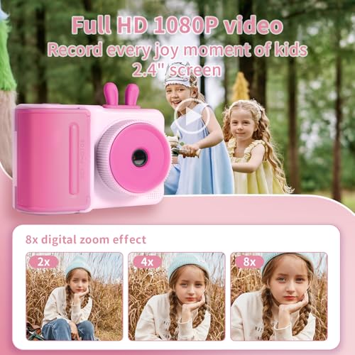 zcobro Kids Camera Instant Print for Boys and Girls Age 3-12, 1080P Kid Digital Camera with Print Paper Cameras for Kids Christmas Birthday Gifts Toy for Child 3 4 5 6 7 8 9 10 (Pink) - Image 3