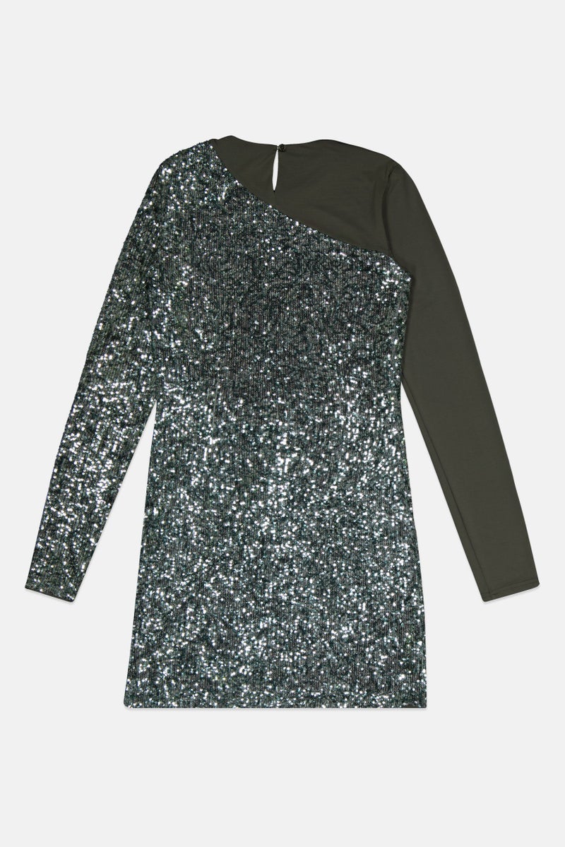 PINKO Women Embellished Mini Dress, Olive - Image 3