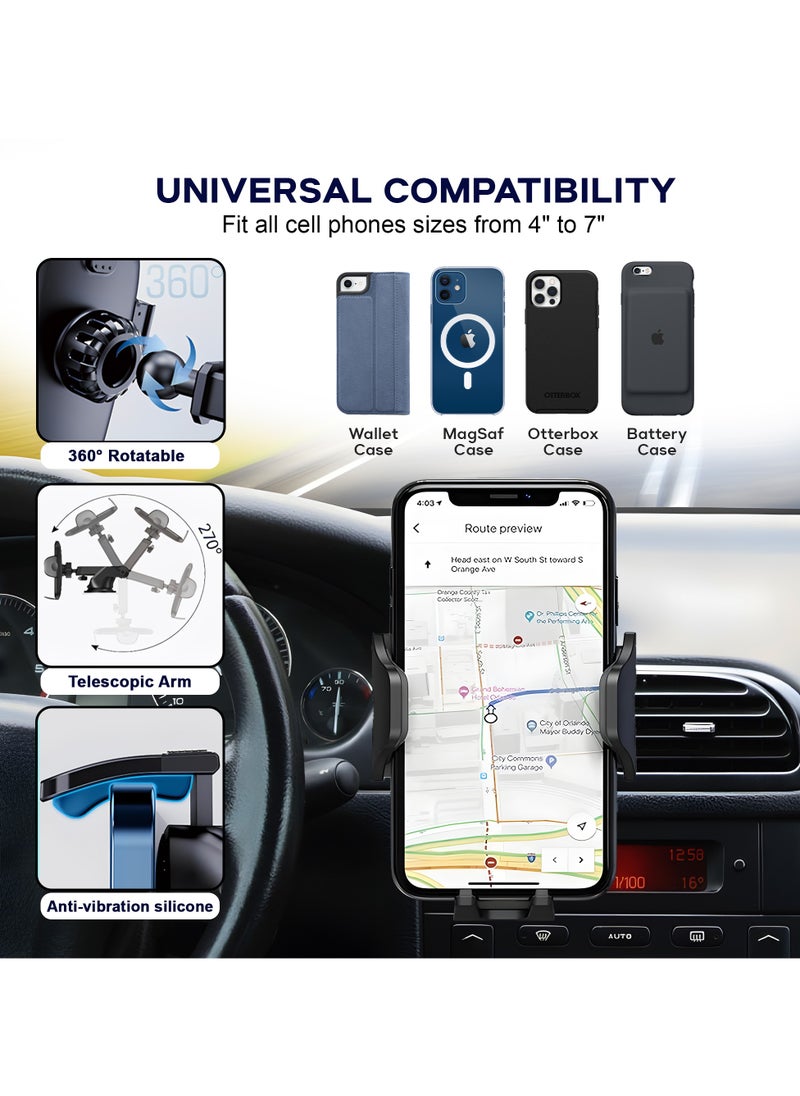 HM2A - Car Phone Holder, Long Arm Suction Cup Holder, Mobile Phone Holder For Car Dashboard, Windshield, and Air Vent. Car Accessories Interior Compatible with Most Mobiles - Image 1