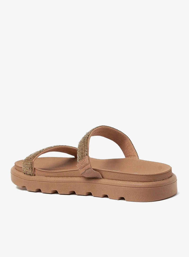 VIZZANO Nude Flat Sandals for Women – Stylish Ladies Flat Sandals & Comfortable Flat Slippers for Women | Best Price UAE