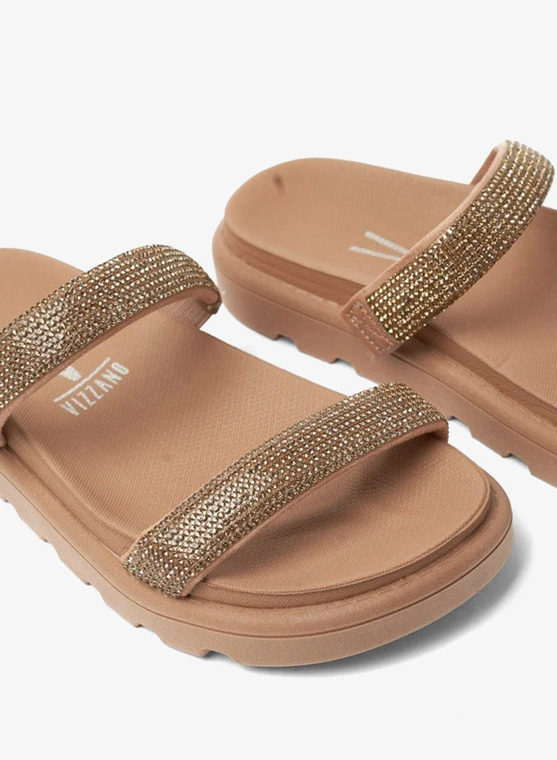 VIZZANO Nude Flat Sandals for Women – Stylish Ladies Flat Sandals & Comfortable Flat Slippers for Women | Best Price UAE