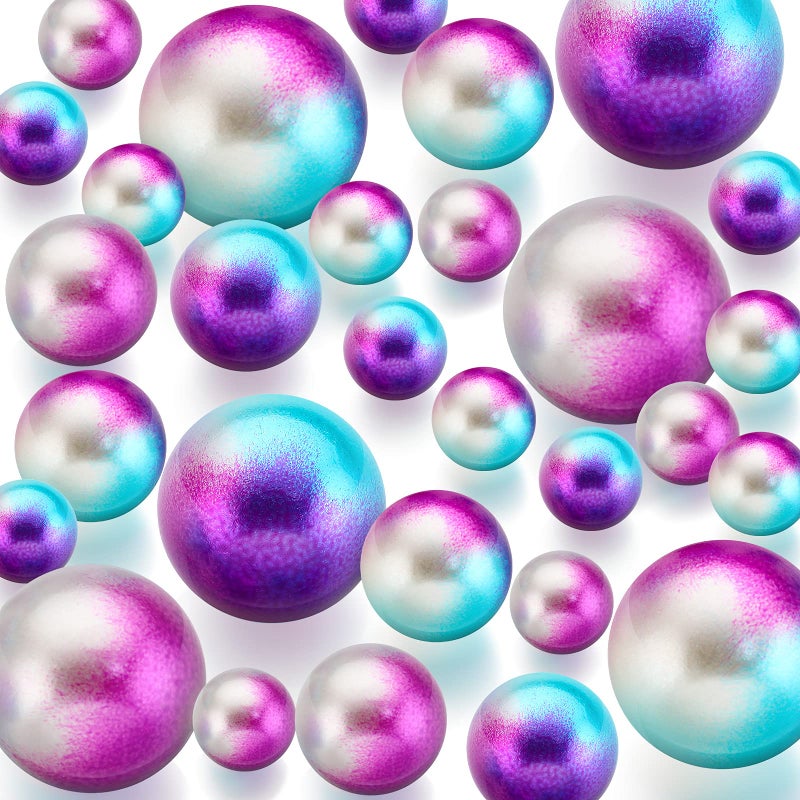 150 Pieces Vase Filler Faux Pearls Vase Makeup Beads No Hole Gloss Bead Mixed Sizes Round Pearl for Home Party Wedding Decor 81420 mmRainbow