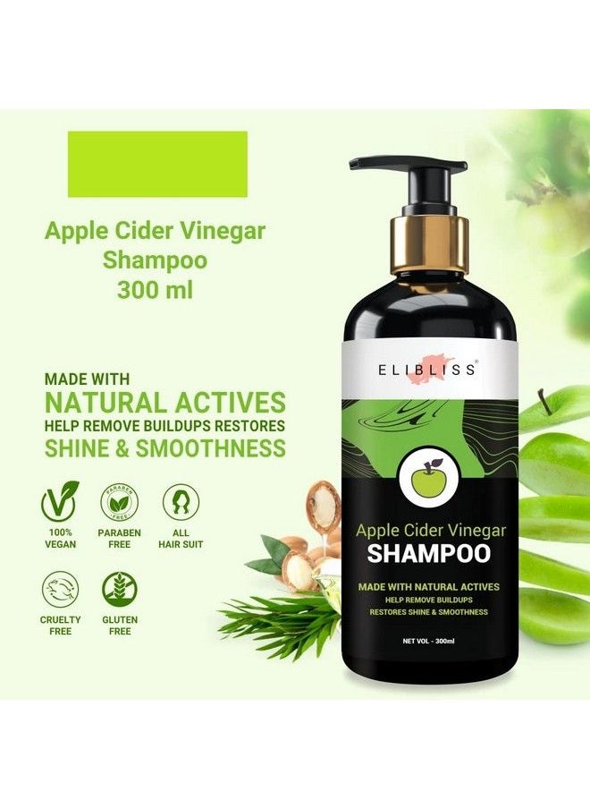 ELIBLISS - Apple Cider Vinegar Shampoo Antibreakage Hair Growth & Damage Control Free From Paraben & Mineral Oil 300 Ml Pack Of 2 - Image 1