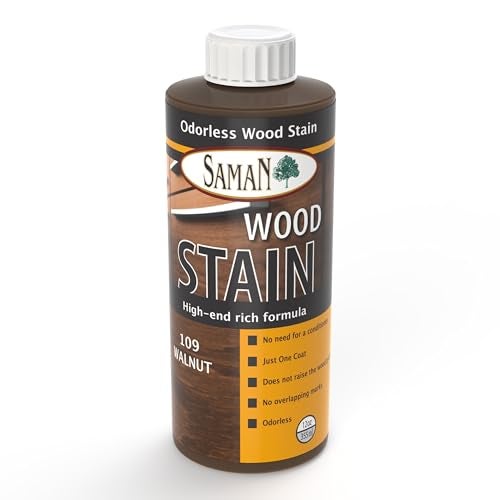 SamaN Interior Water Based Wood Stain - Natural Stain for Furniture, Moldings, Wood Paneling, Cabinets (Walnut TEW-109-12, 12 oz) - Image 1
