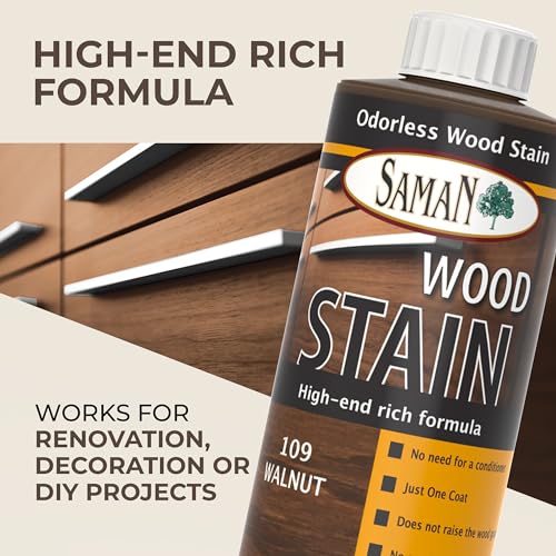 SamaN Interior Water Based Wood Stain - Natural Stain for Furniture, Moldings, Wood Paneling, Cabinets (Walnut TEW-109-12, 12 oz) - Image 2