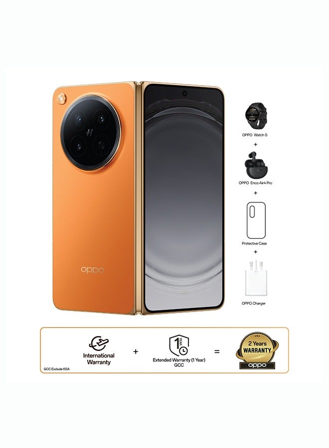أوبو Find N6 Ultra Slim Zero-Feel Crease Foldable AI Phone Dual SIM 5G 16GB RAM 512GB Blossom Orange + Oppo Watch S + OPPO Enco Air4 Pro - Middle East Version - Image 1