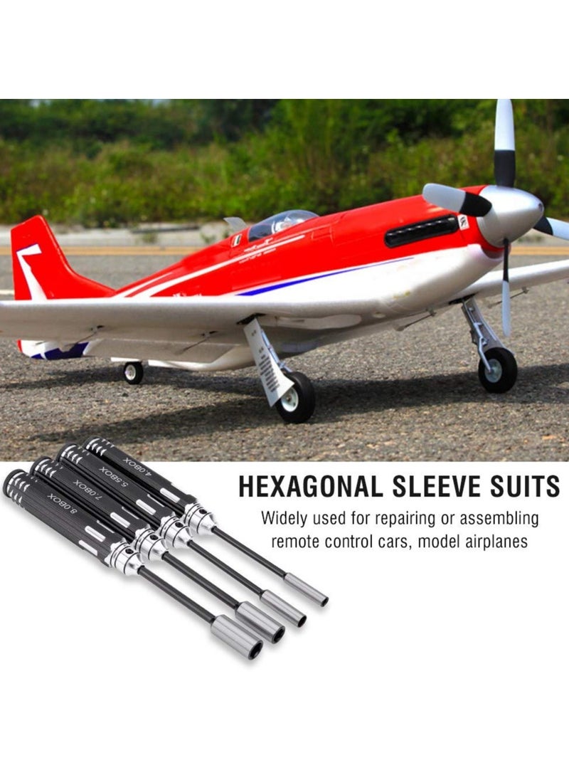 Generic - Hex Nut Driver Set Hexagonal Head Nut Wrench 4.0/5.5/7.0/8.0mm 4Pcs RC Repair Tools Kit Socket Screwdrivers for RC Cars Model Airplanes Sportinggoods Deformation Model - Image 1