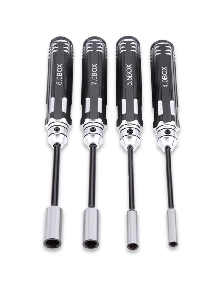 Generic - Hex Nut Driver Set Hexagonal Head Nut Wrench 4.0/5.5/7.0/8.0mm 4Pcs RC Repair Tools Kit Socket Screwdrivers for RC Cars Model Airplanes Sportinggoods Deformation Model - Image 1