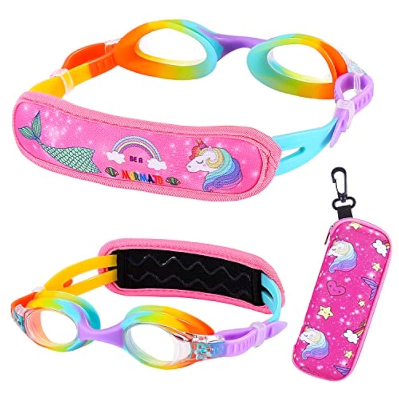 RUIGAO Kids Goggles, Toddler Goggles3/4/5/6 Years Old, Rainbow Mermaid Unicorn Goggles for Kid/Child/Youth Swimming - Image 1