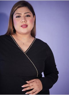 SASSAFRAS فستان ميدي ضيق بفتحة رقبة مزينة  - Image 4