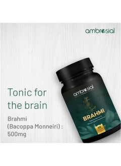ambrosial Brahmi 500 Mg Per Capsule High Strength Bacopa Monnierie Brain Booster Nootropics 60 Vegan Capsules  - Image 4