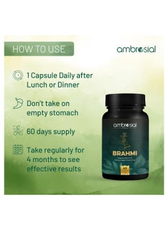 ambrosial Brahmi 500 Mg Per Capsule High Strength Bacopa Monnierie Brain Booster Nootropics 60 Vegan Capsules  - Image 5