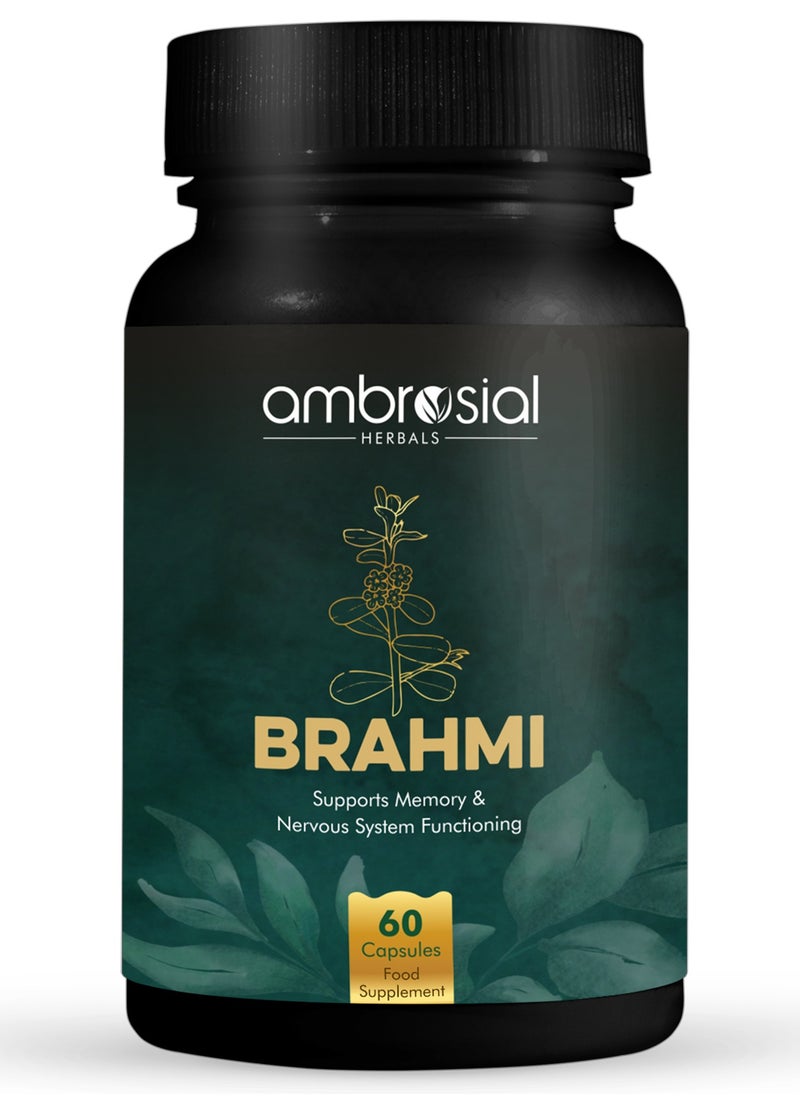 ambrosial Brahmi 500 Mg Per Capsule High Strength Bacopa Monnierie Brain Booster Nootropics 60 Vegan Capsules  - Image 1