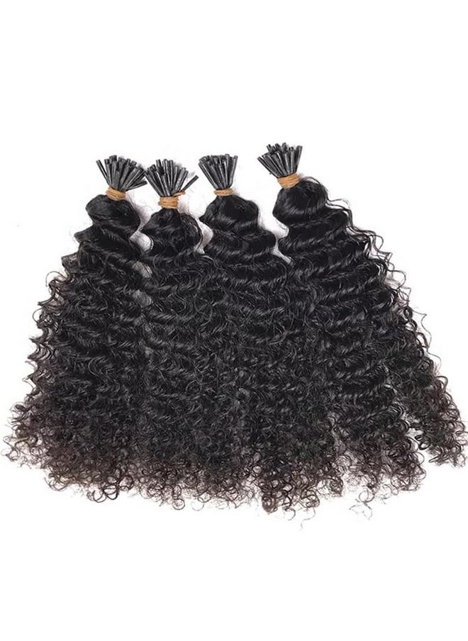 Smartinnov - Kinky Curly I Tip Hair Extensions 1B Black Keratin Hair Extensions Stick I Tip Human Hair Bundles 16 Inch Pre Bonded Microlinks Real Hair Cold Fusion Curly I Tip Hair Extensions 100Stands 50G - Image 1