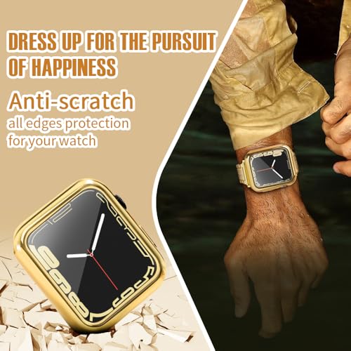 top4cus 45mm Case Soft Flexible Lightweight Anti-Scratch Overall Protective 45mm Iwatch Waterproof Cover Case Shiny Workout Shockproof Bumper Compatible with Apple Watch Series 9/8/7 -Gold - Image 4